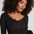 super soft Lace V-Neck shirt with Cashmere, Black