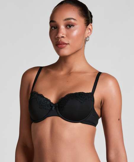 Secret Lace Padded Underwired Bra, Black