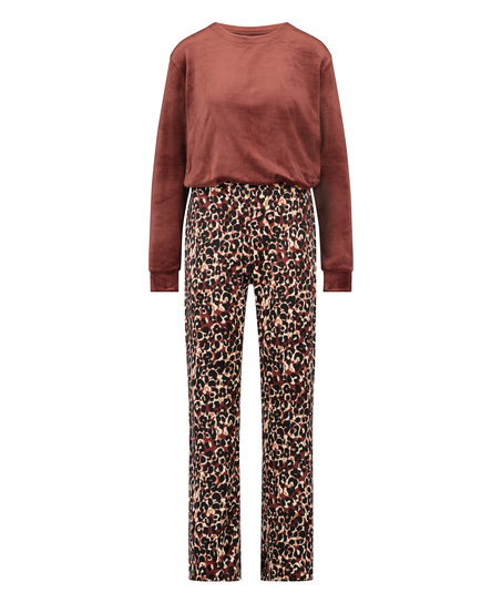 Velvet pyjama set, Brown