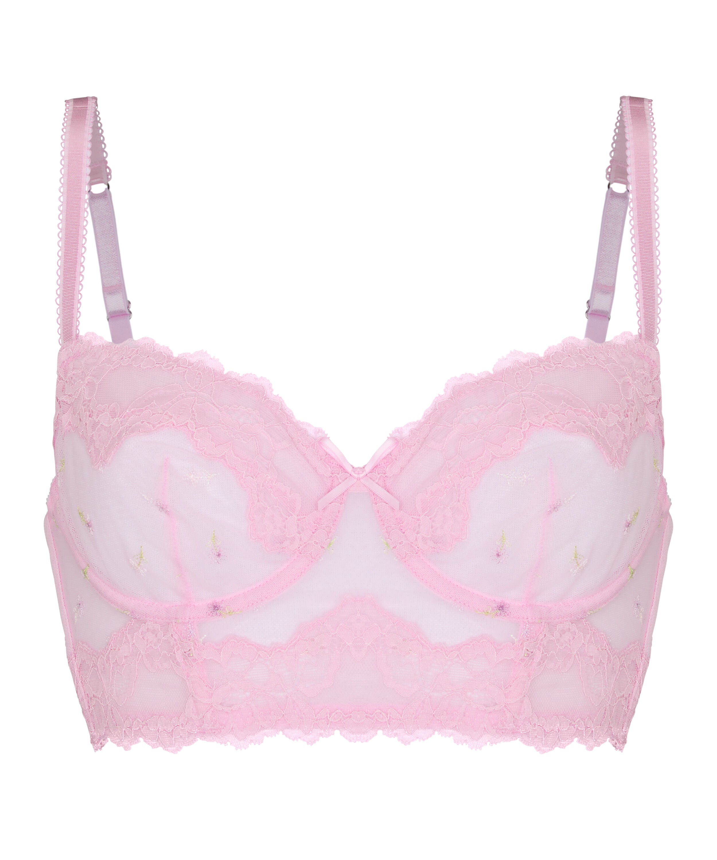 Non-Padded Underwired Longline Bra Camellia, Pink