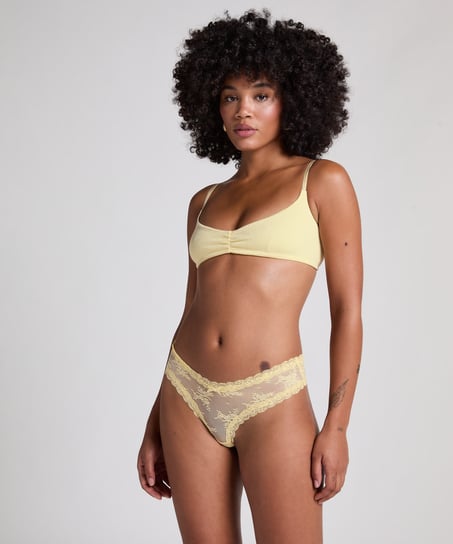 V-shaped Brazilian knickers mesh, Yellow