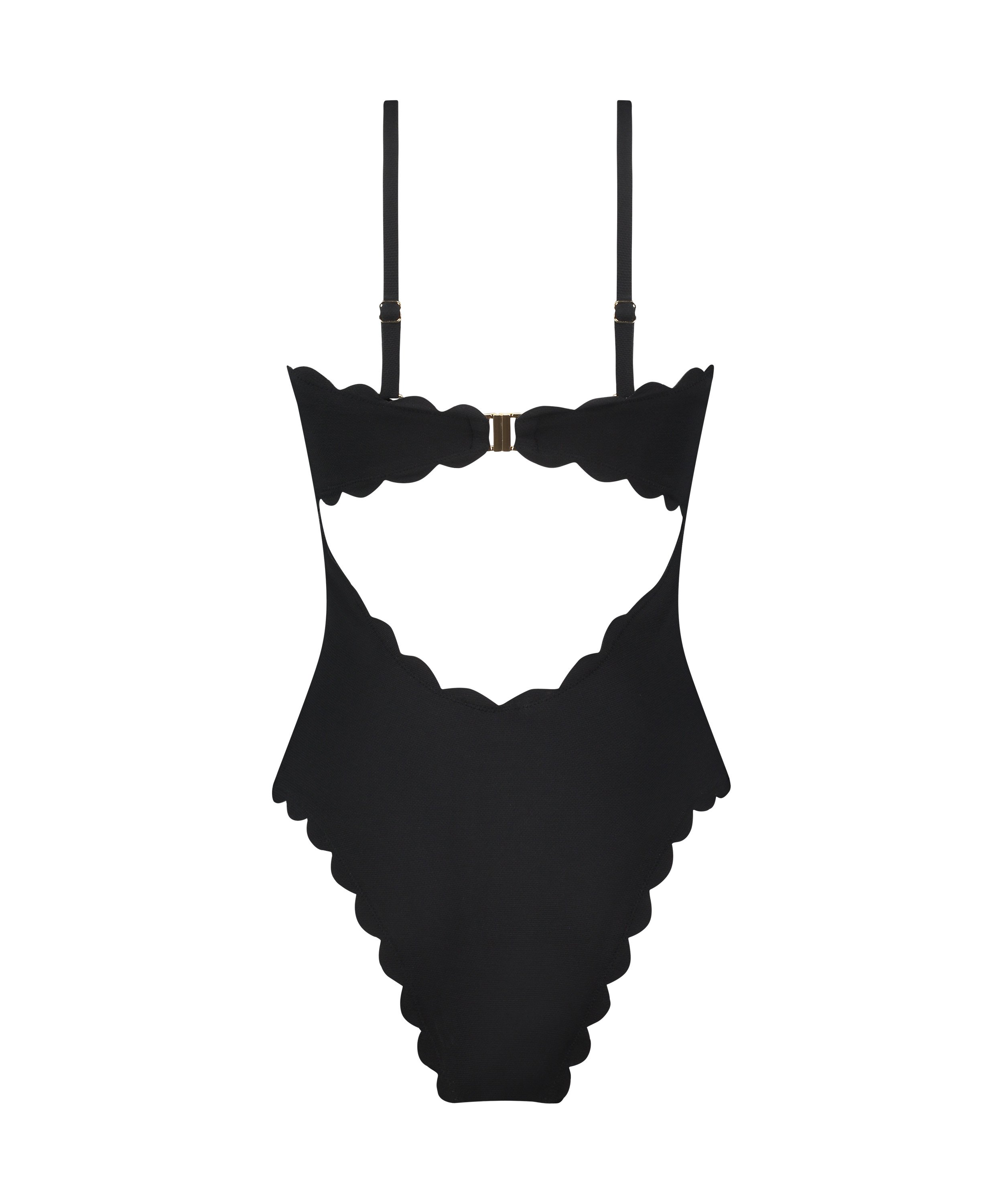 Bandeau Scallop Swimsuit, Black, main