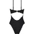 Bandeau Scallop Swimsuit, Black