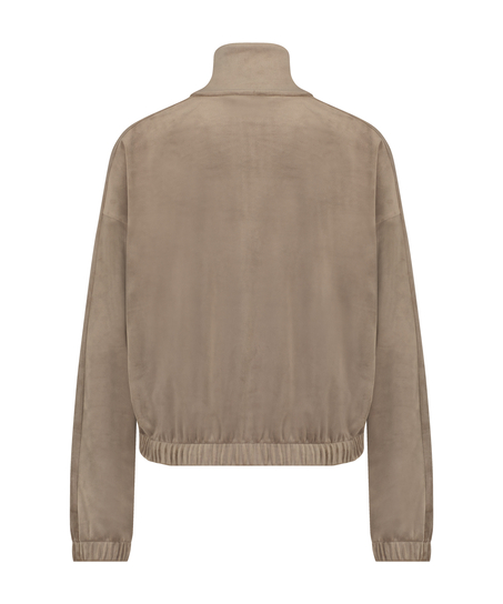 Velour top with long sleeves, Brown