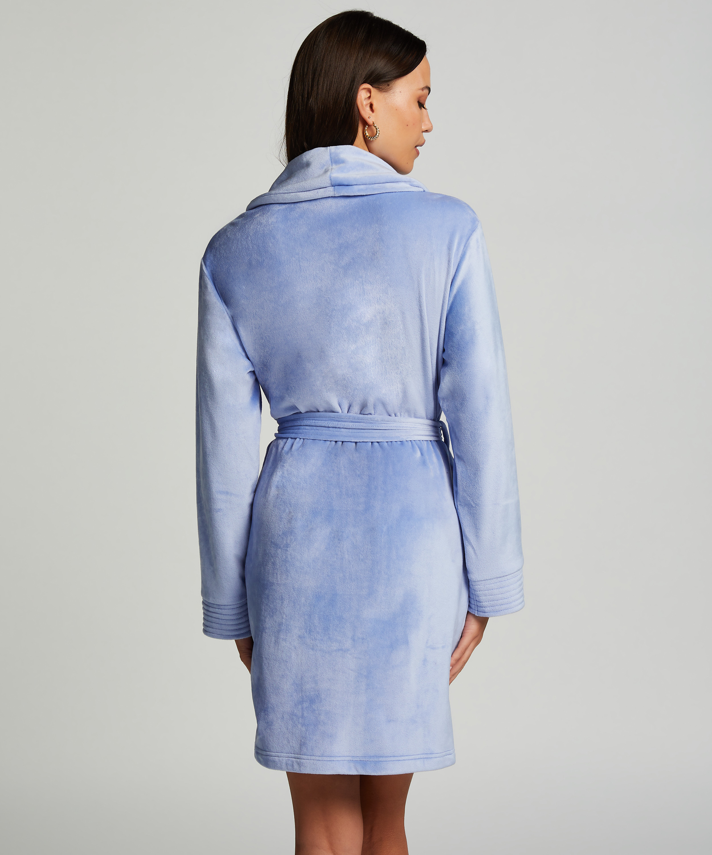 Velours short bathrobe, Blue, main