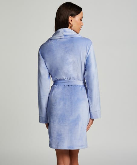 Velours short bathrobe, Blue