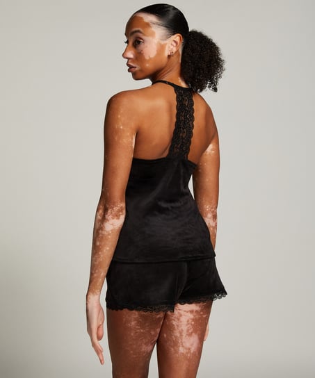 Velvet Lace Shorts, Black