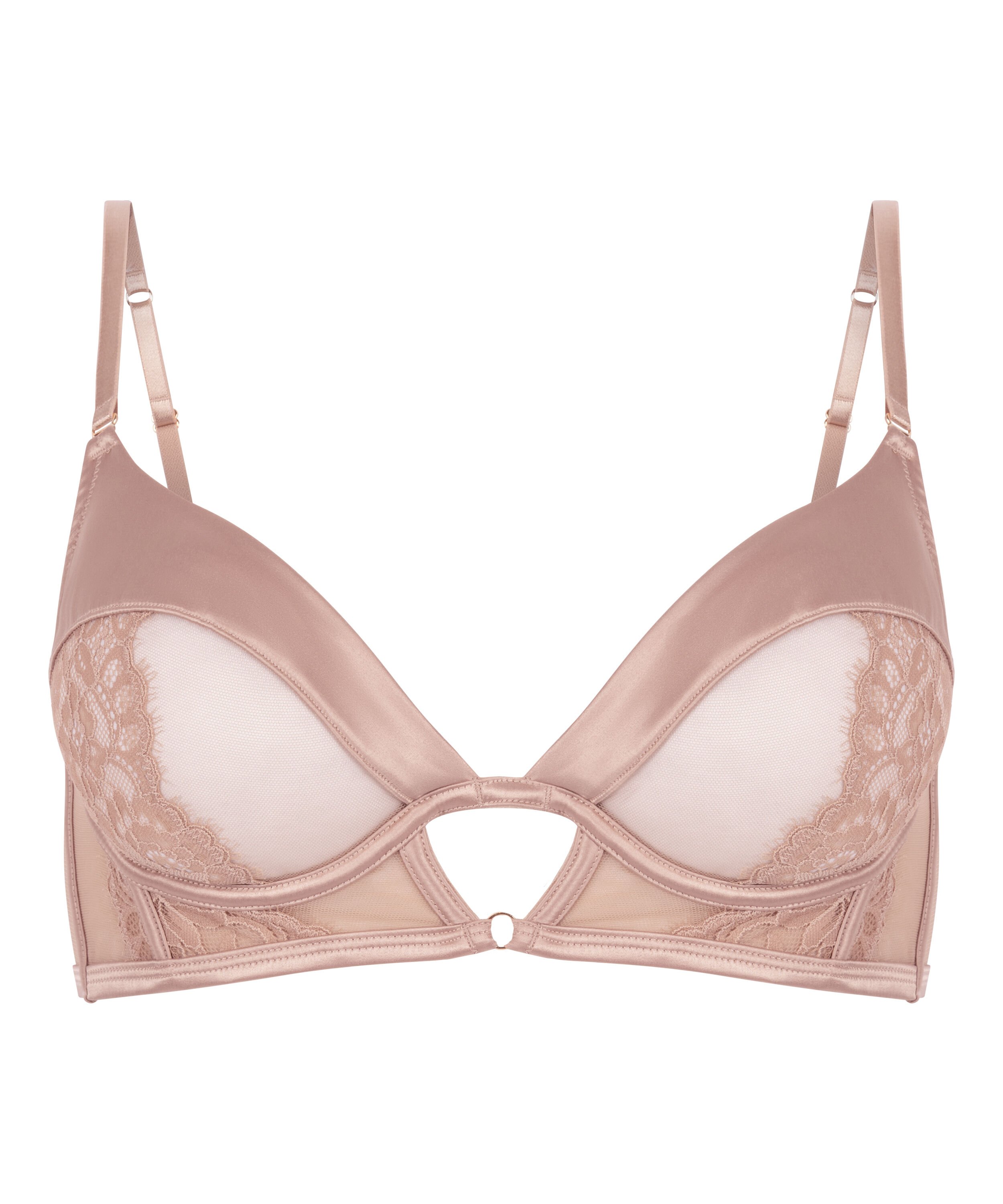 Nisha Non-Padded Underwired Longline Bra, Beige