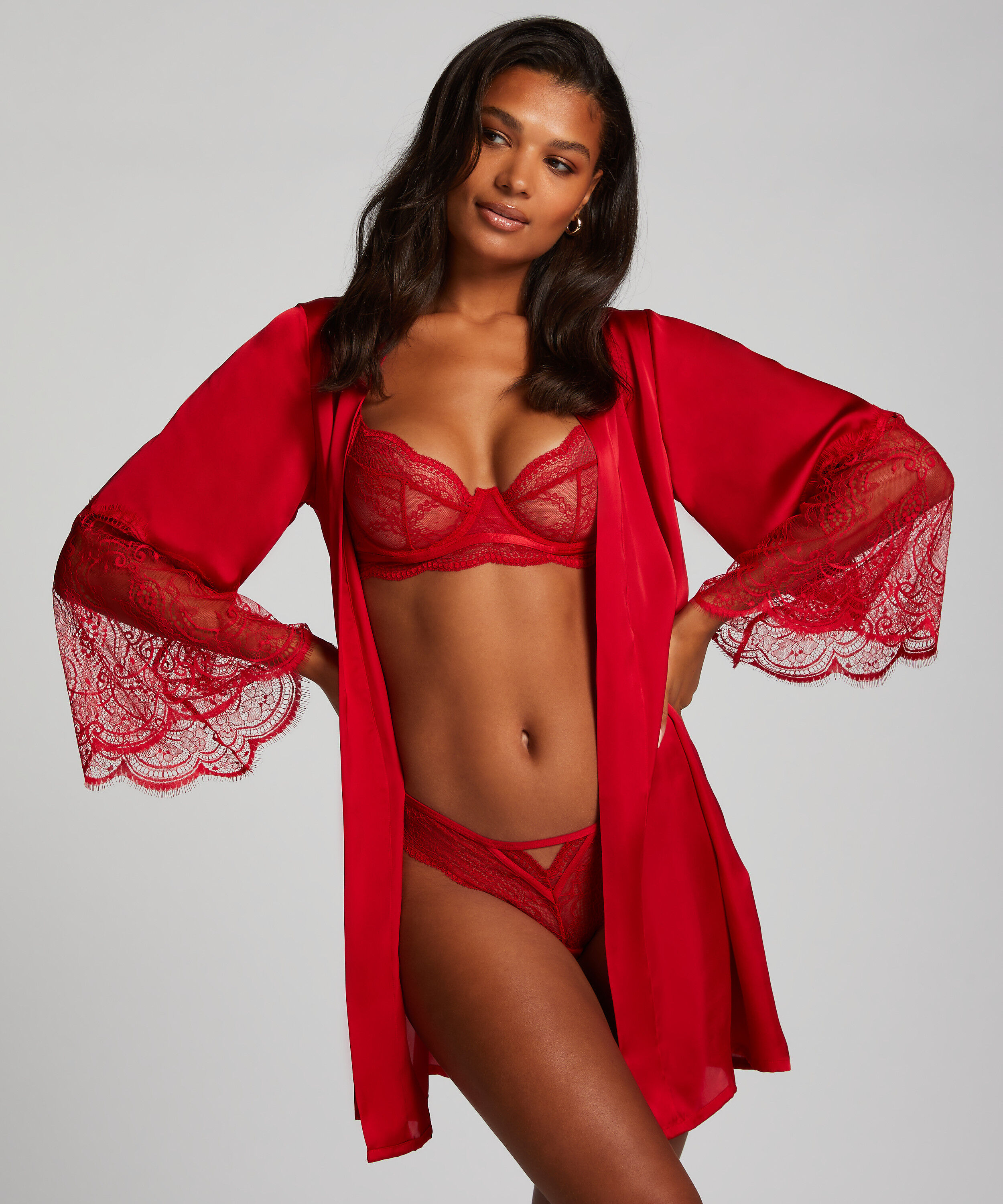 Satin Kimono, Red