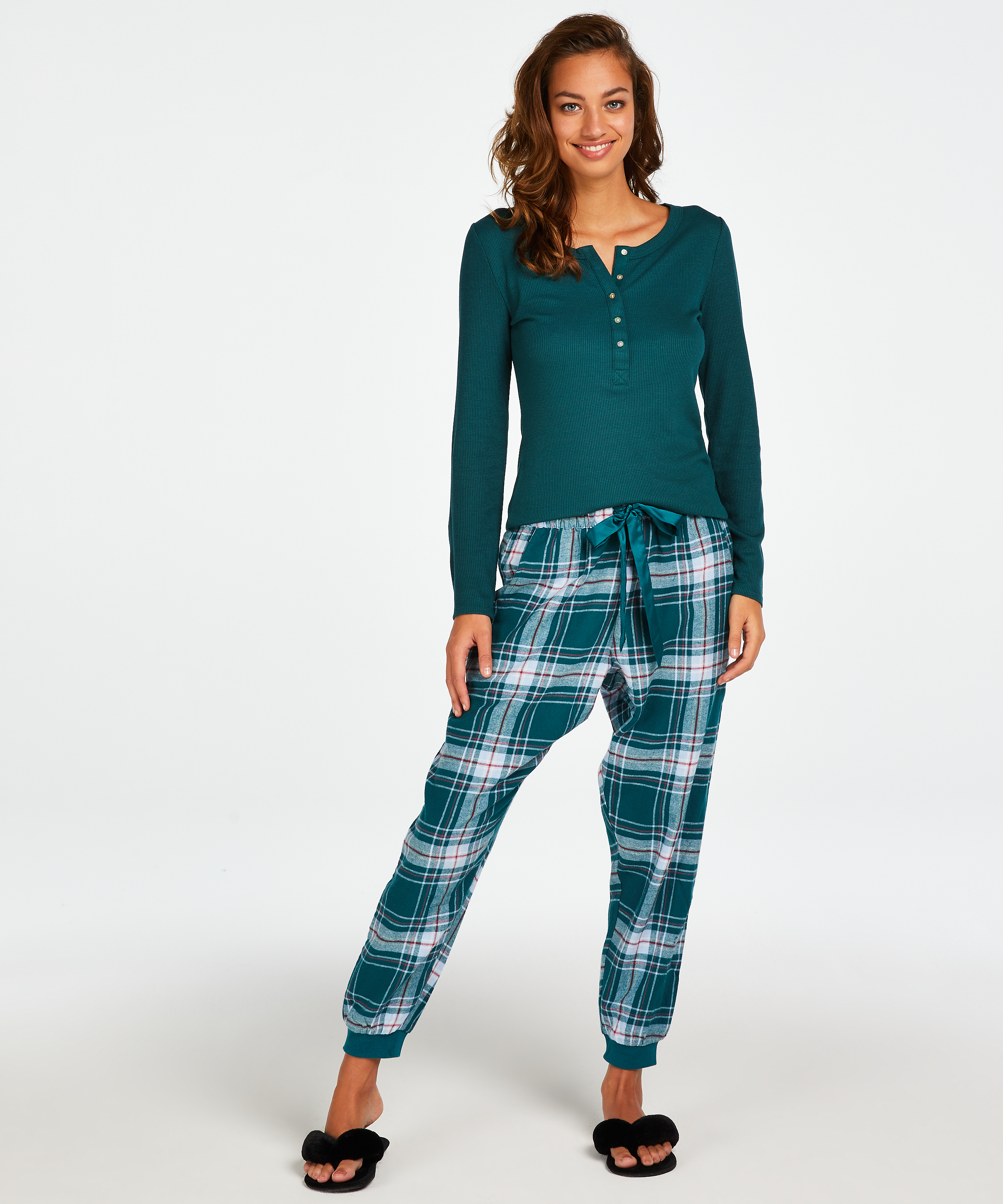 Petite Twill Check Pyjama pants, Blue, main