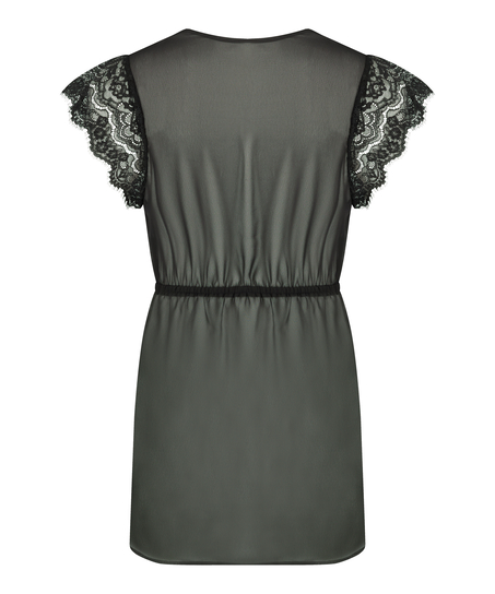 Candance Short Satin Kimono, Black