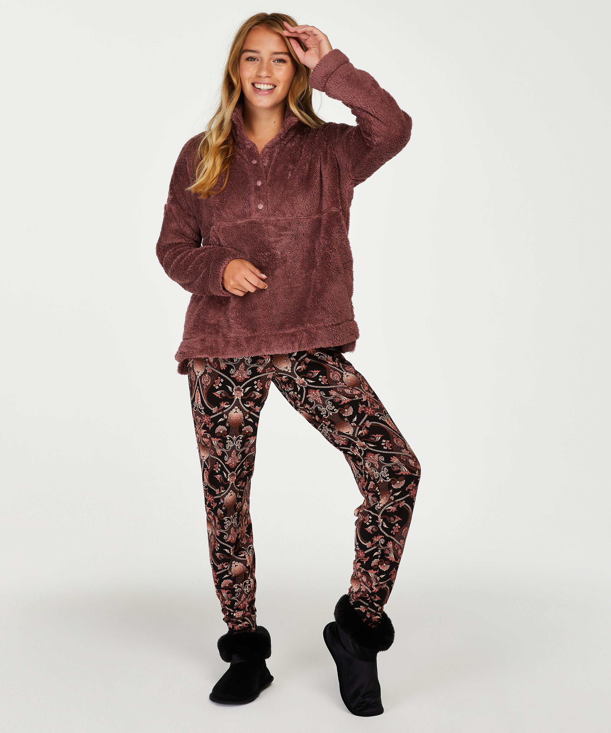 Jersey Pyjama Pants, Black, main