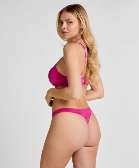 Lace & Shine Thong, Pink