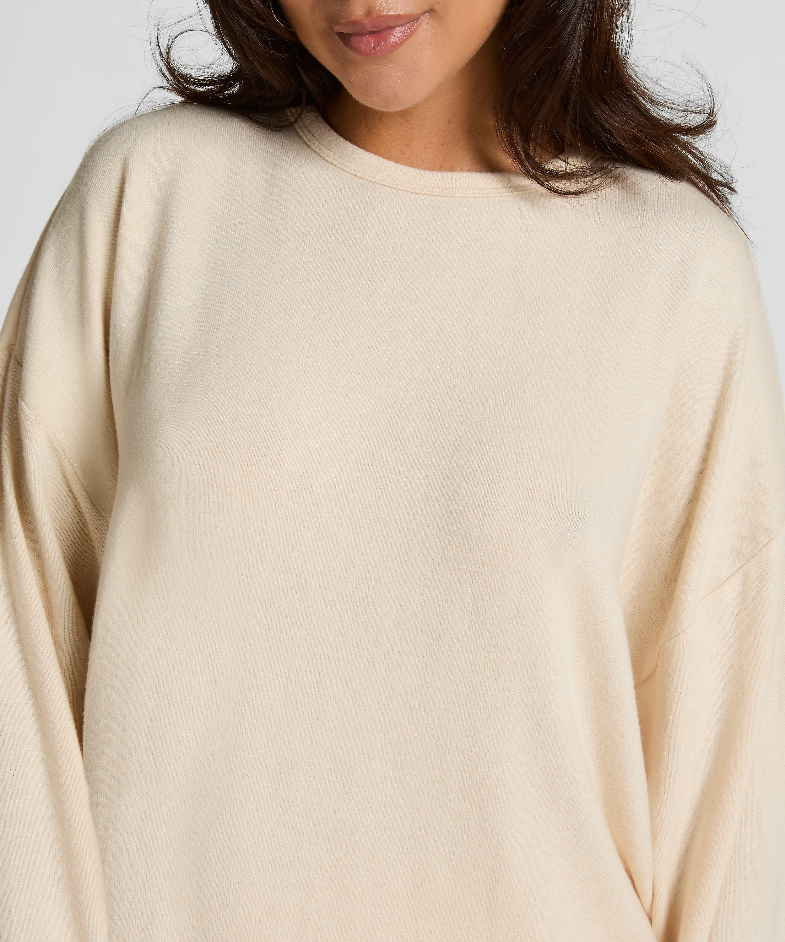 Jersey Long-Sleeved Pyjama Top, White, main