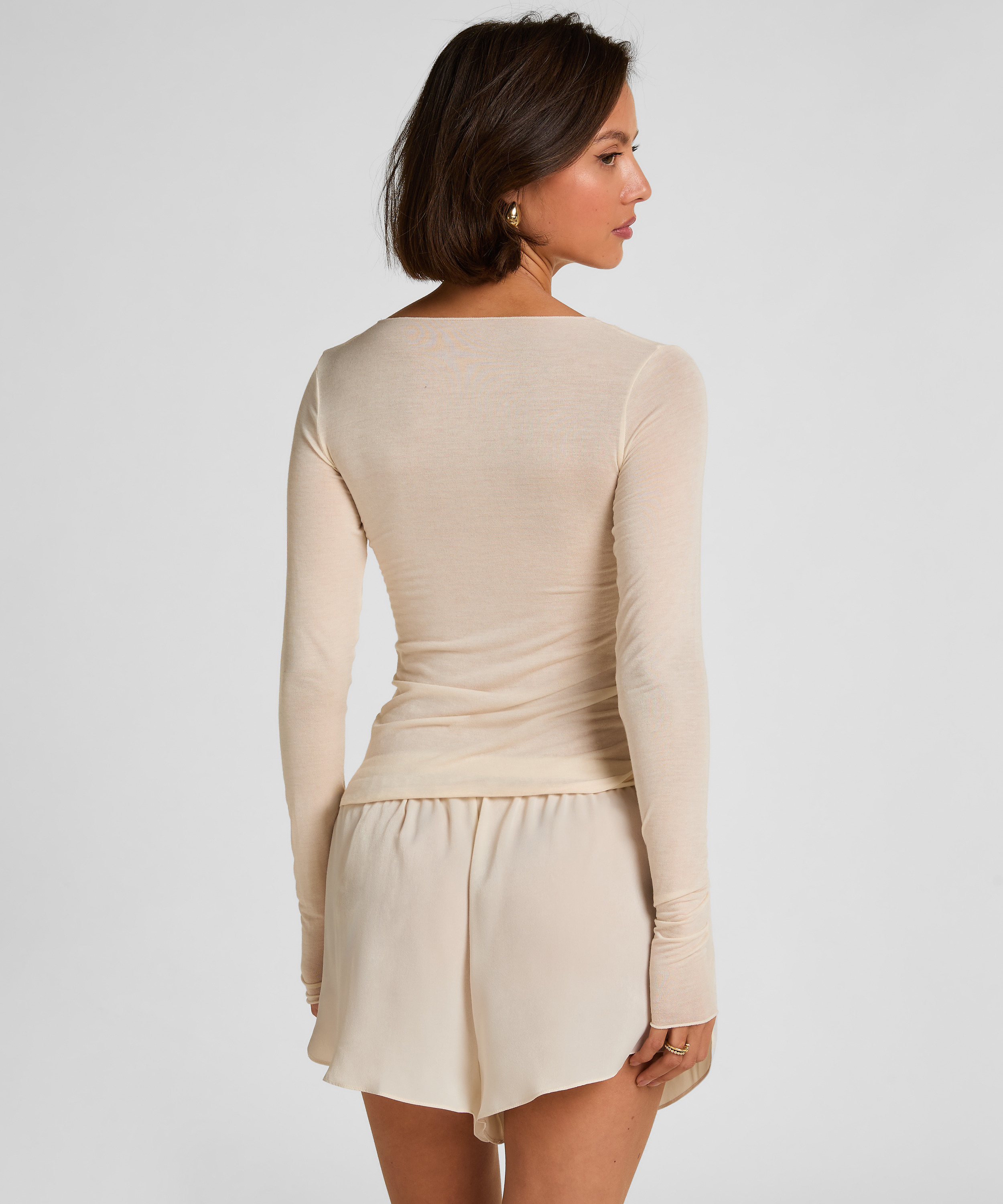 super soft Lace V-Neck shirt with Cashmere, White, main