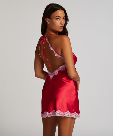 Satin slipdress, Red