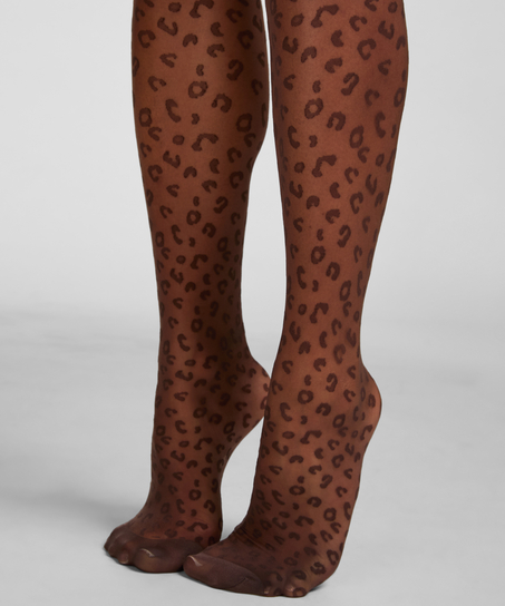 Tights 15 Denier Leopard, Brown