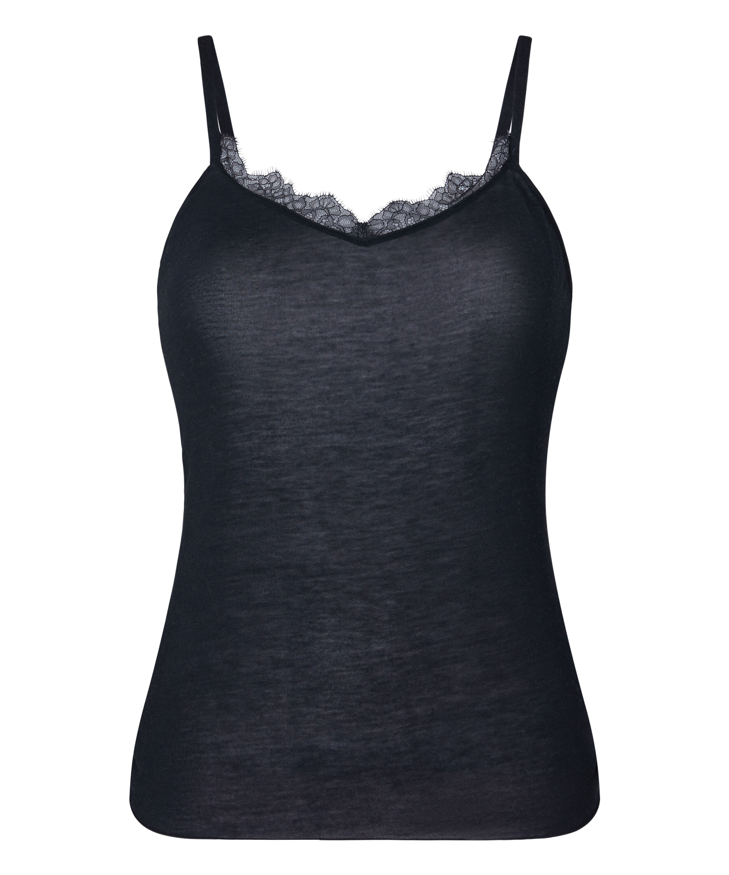 super soft Lace V-Neck cami with Cashmere, Black