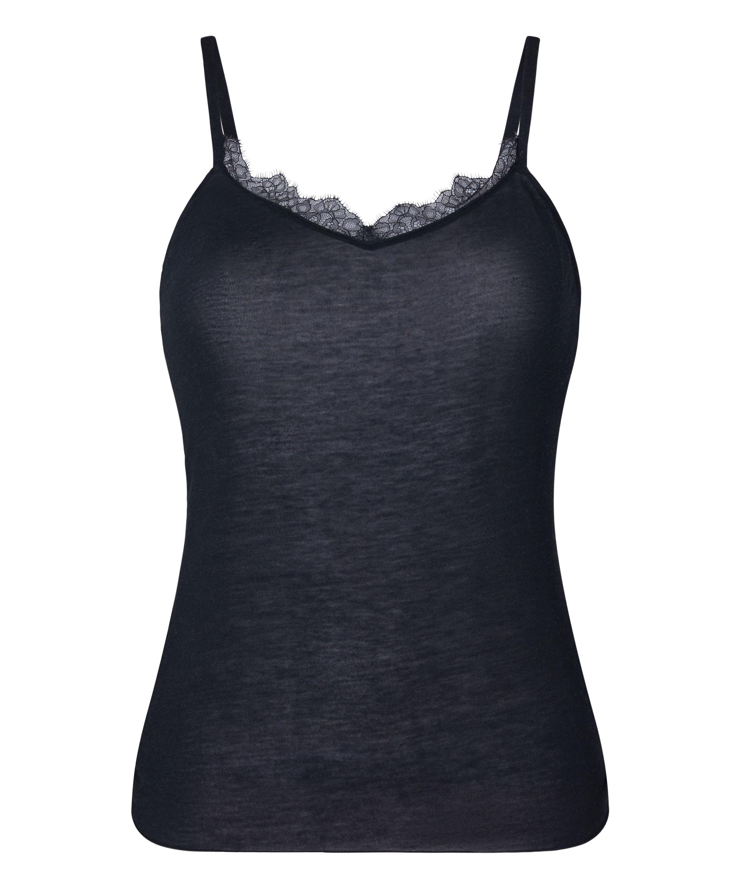 super soft Lace V-Neck cami with Cashmere, Black, main