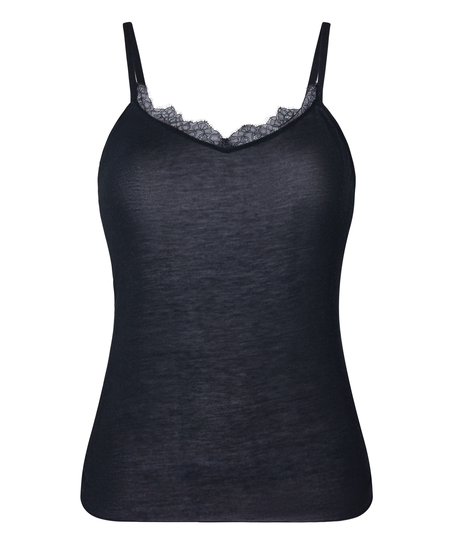 super soft Lace V-Neck cami with Cashmere, Black