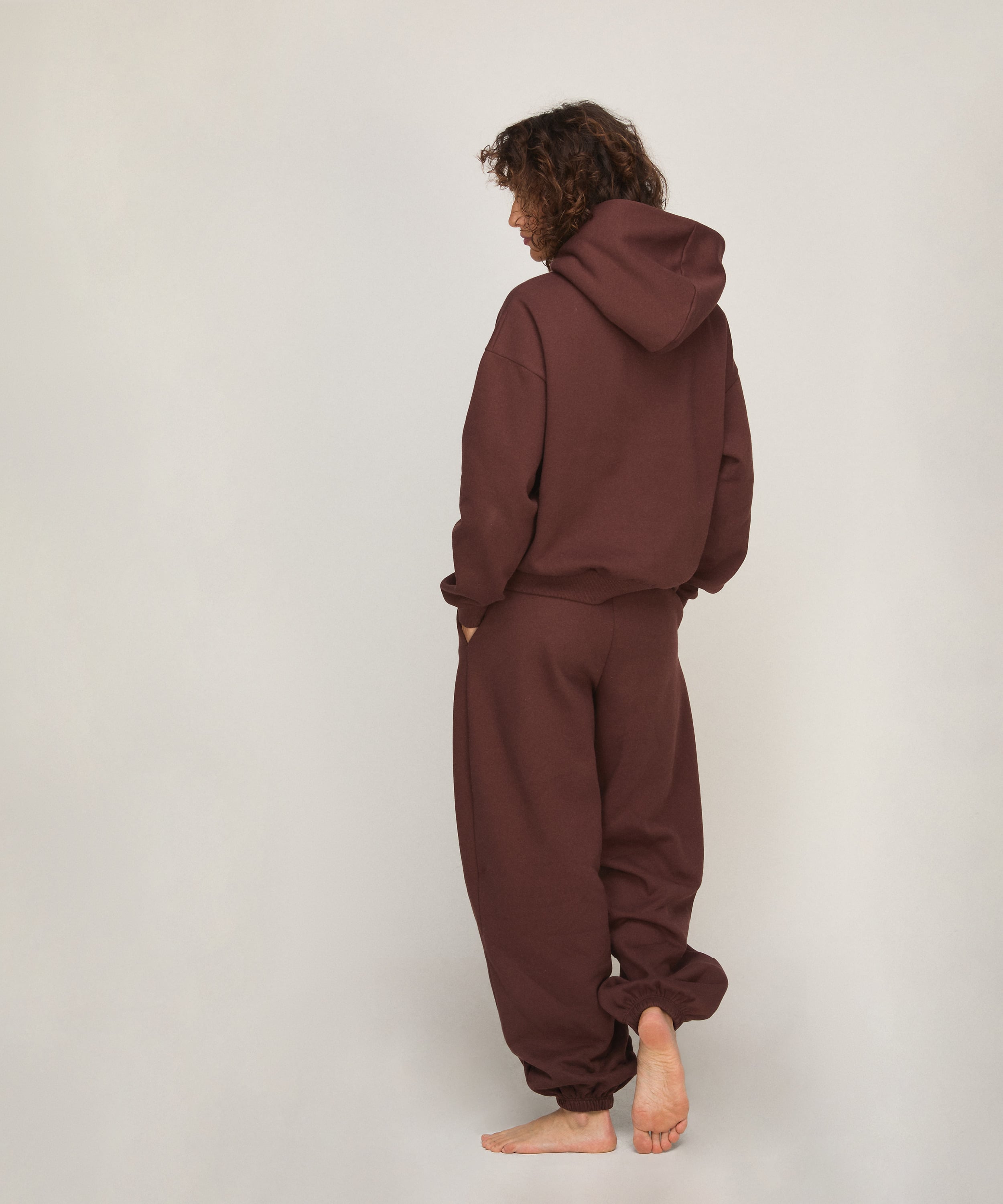 Jogger brushed sweat, Brown, main
