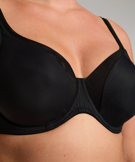 Mesh non-padded underwired bra, Black