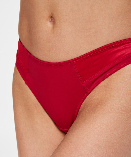 Satin fleece thong, Red