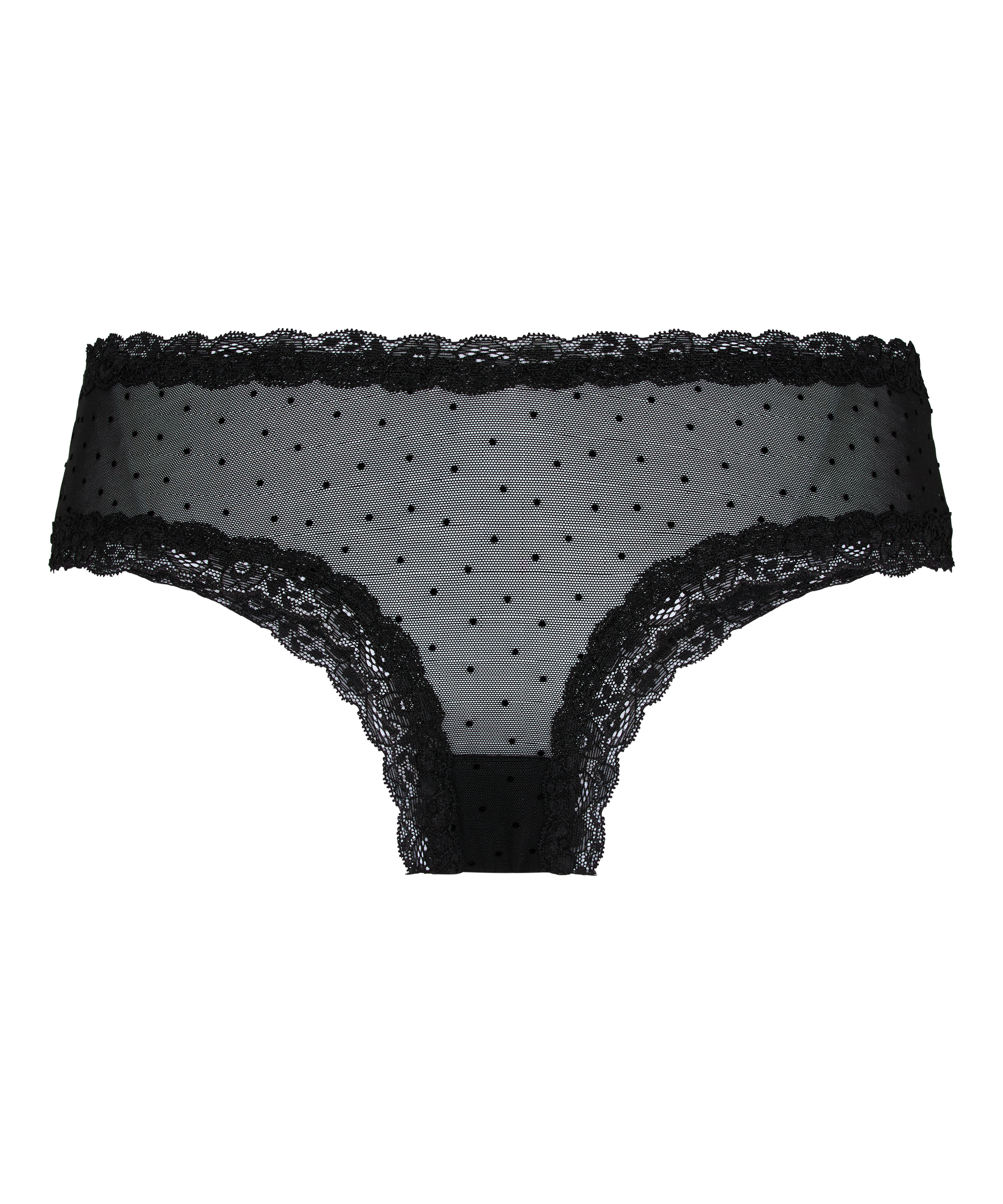 V-shaped Brazilian knickers mesh, Black, main