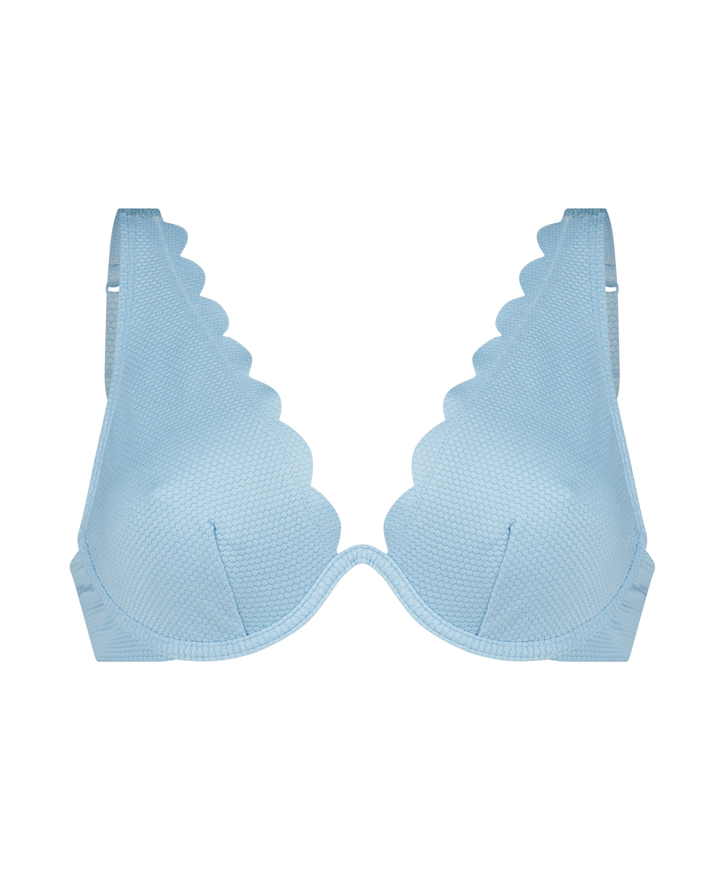 Scallop Non-Padded Underwired Bikini Top, Blue, main