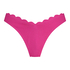 Scallop Lurex High-Leg Bikini Bottoms, Pink