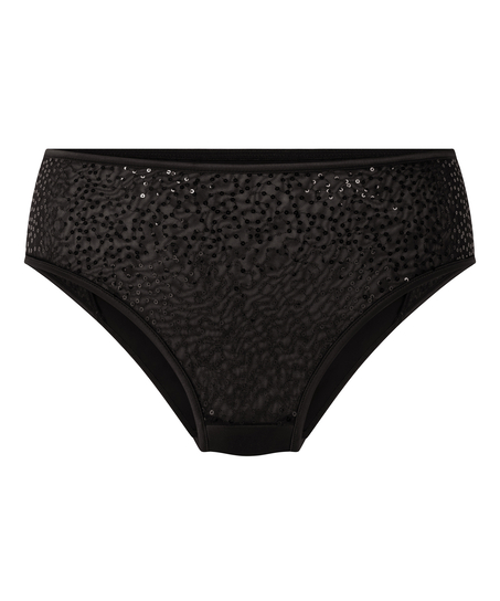 Elle Highleg High-Waisted Brazilian, Black