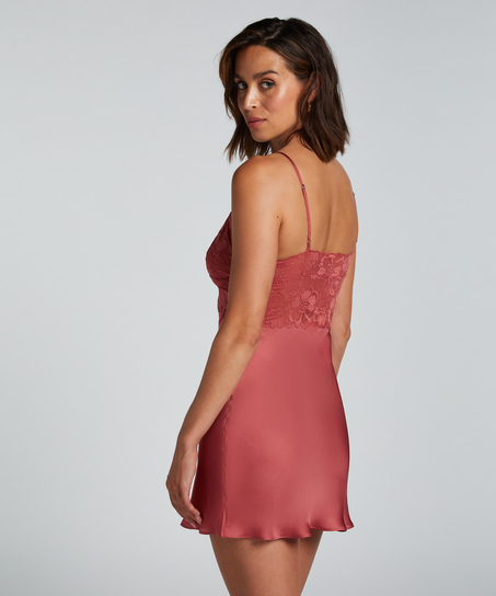 Satin Slip Dress, Pink