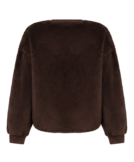 Longsleeved Top Fluffy Fleece, Brown