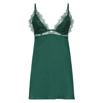 Satin Holly slip dress, Green