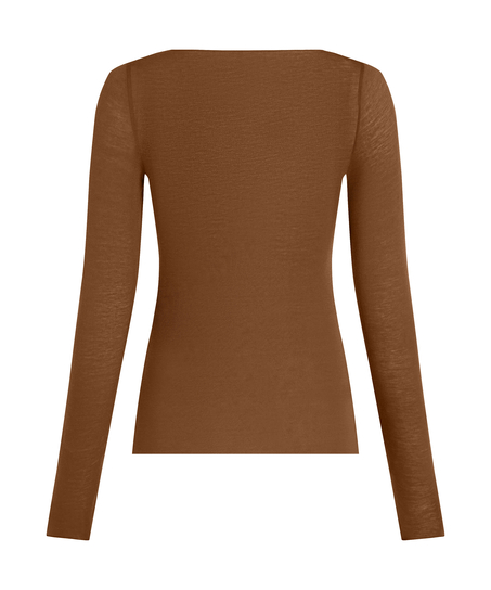 super soft Boatneck shirt with Cashmere, Brown