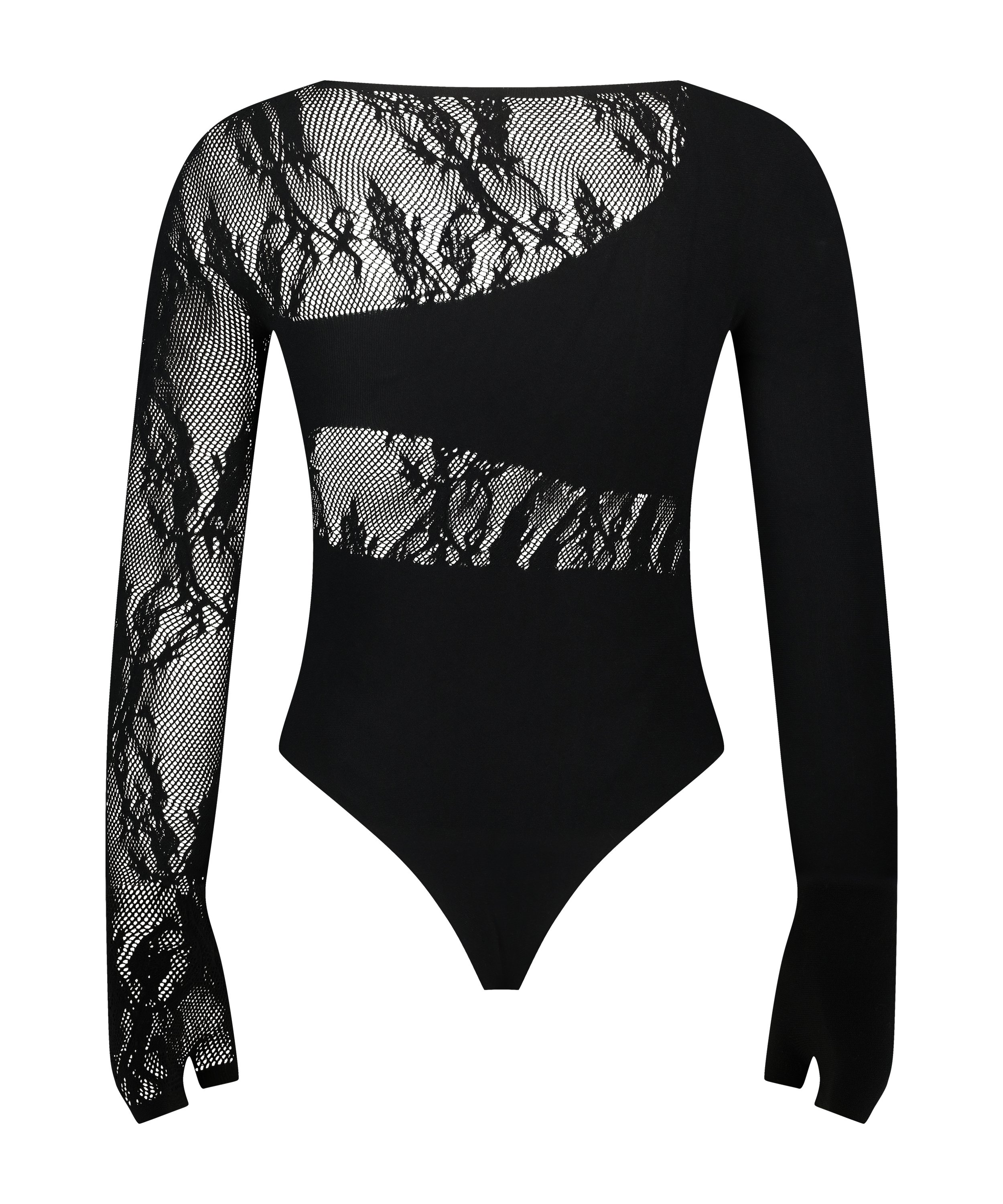 Lace Panels Body, Black, main