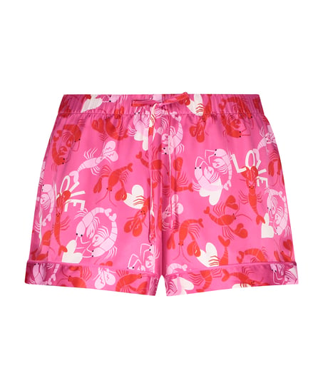 Satin pyjama shorts, Pink