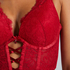 Charlotta Padded Underwired Longline Push-Up Bra, Red