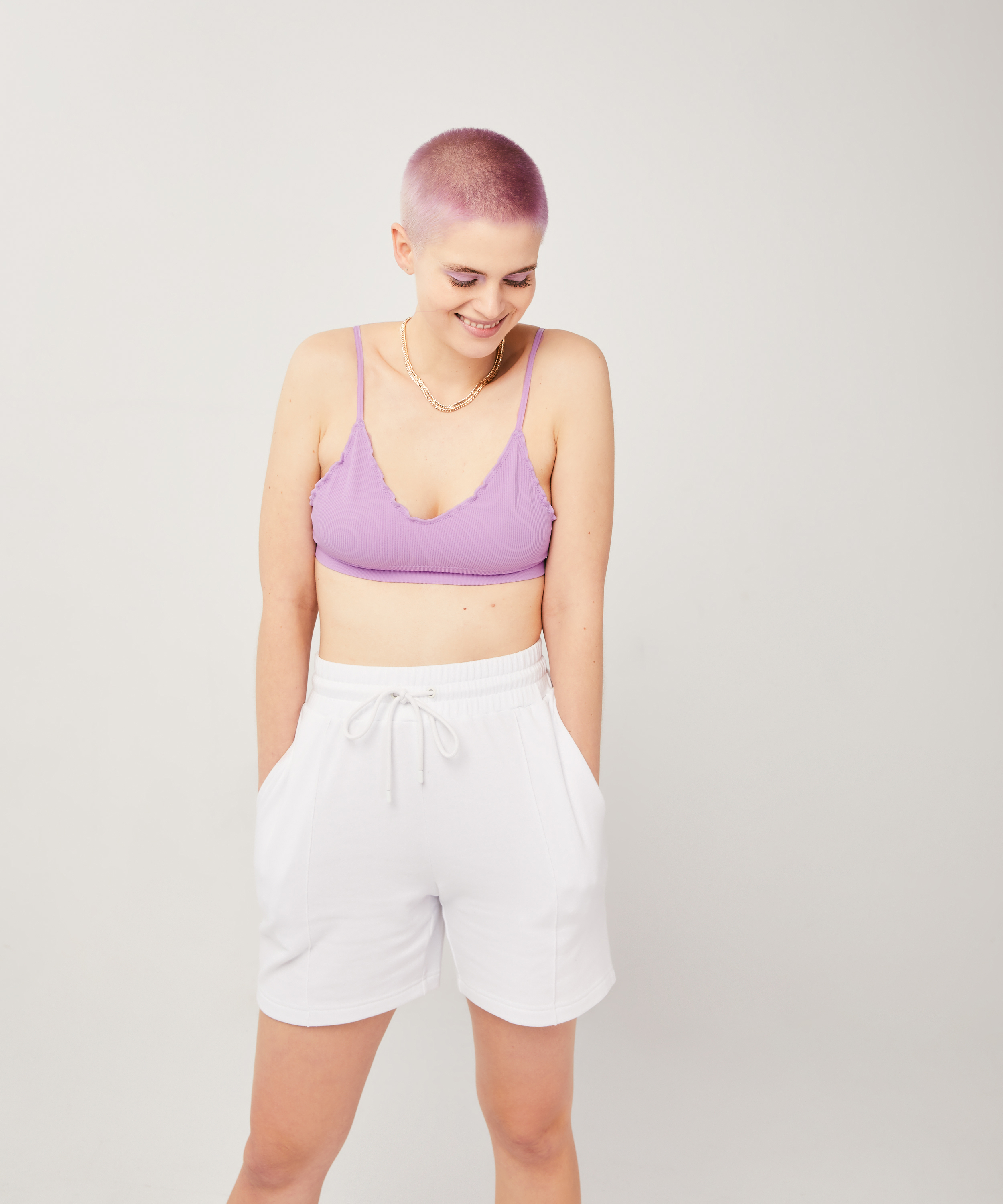 Bae Ruffle Bralette, Purple, main