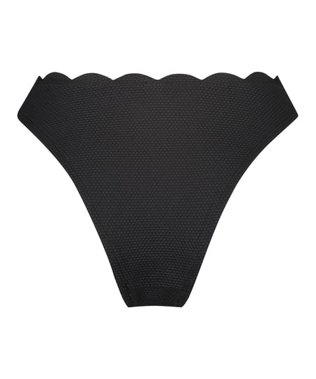 Highleg Bikini Bottom Scallop, Black