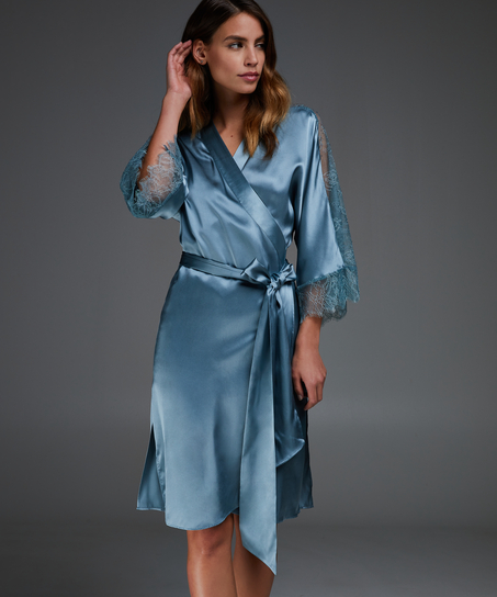 Silk Lace Kimono, Blue