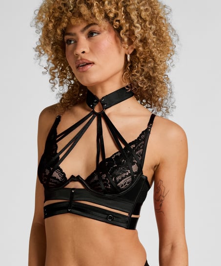 Emmeline Non-Padded Underwired Longline Bra, Black
