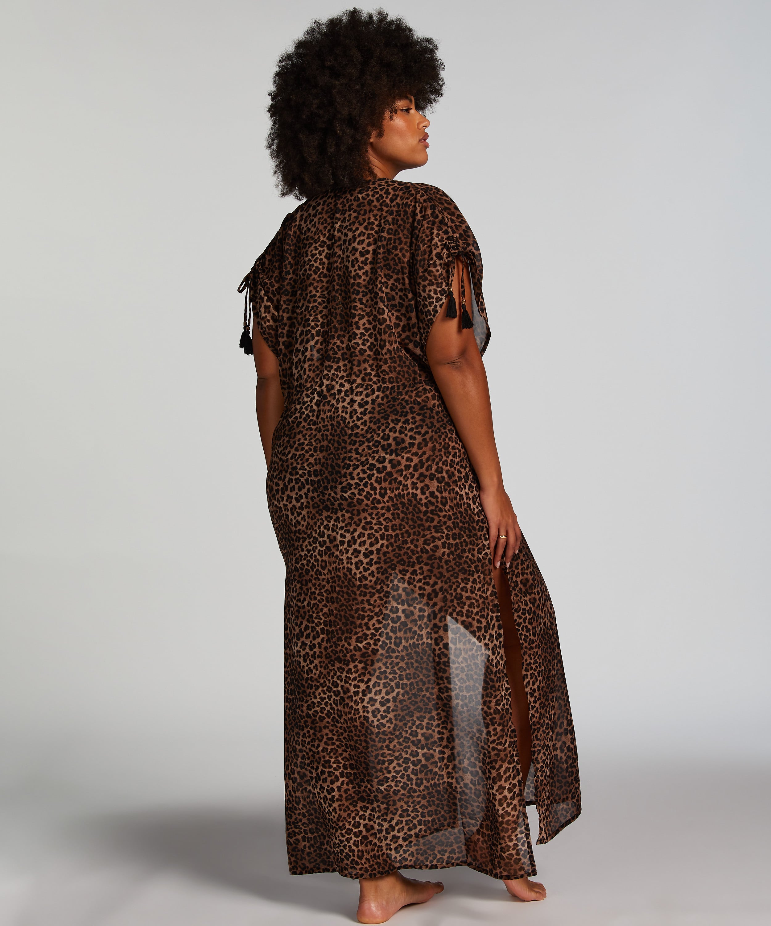 Sheer Kimono, Brown, main