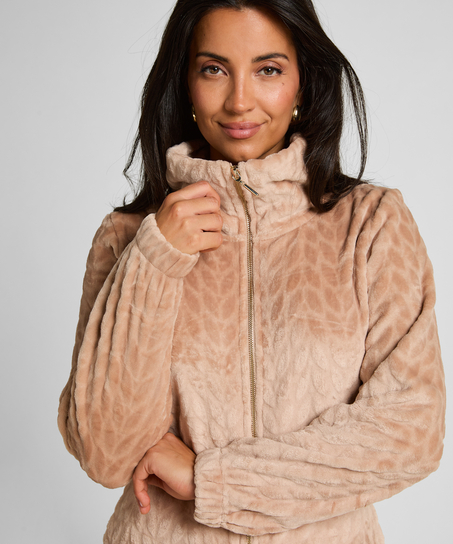 Onesie Cable Zip Up, Beige