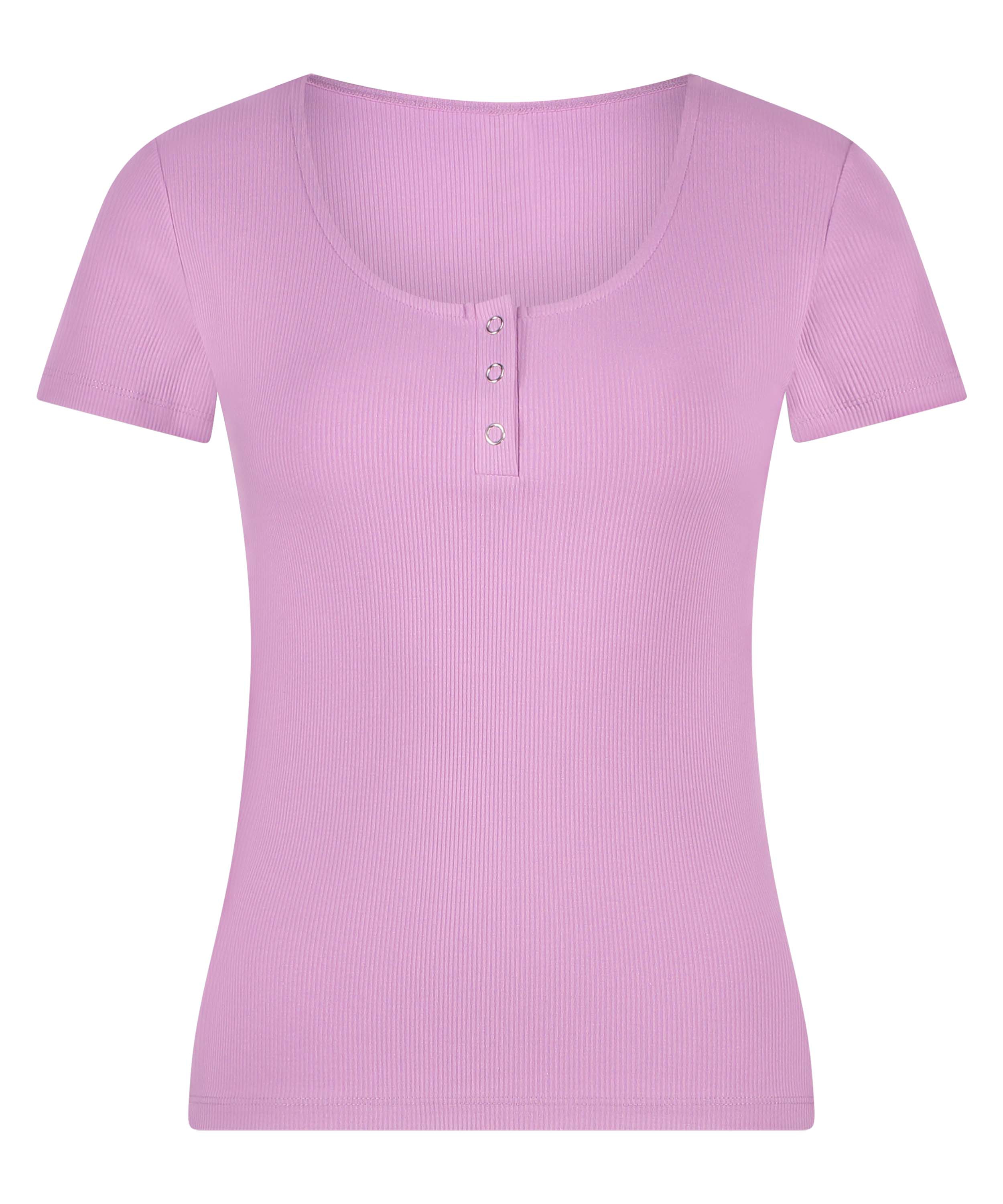 Henley Short Sleeved Pyjama Top, Purple, main