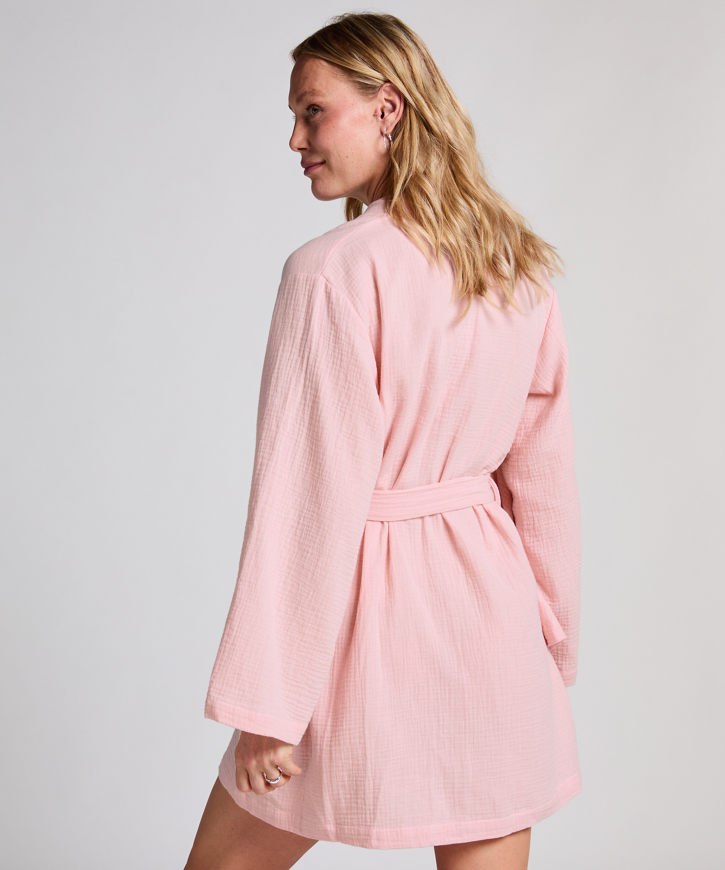 Muslin Robe Short, Pink, main