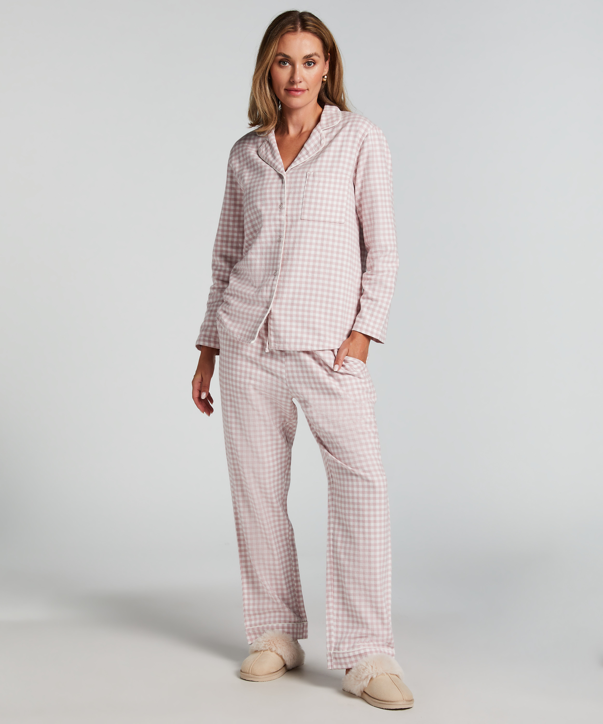 Essentials Flannel Pyjama Top, Purple, main