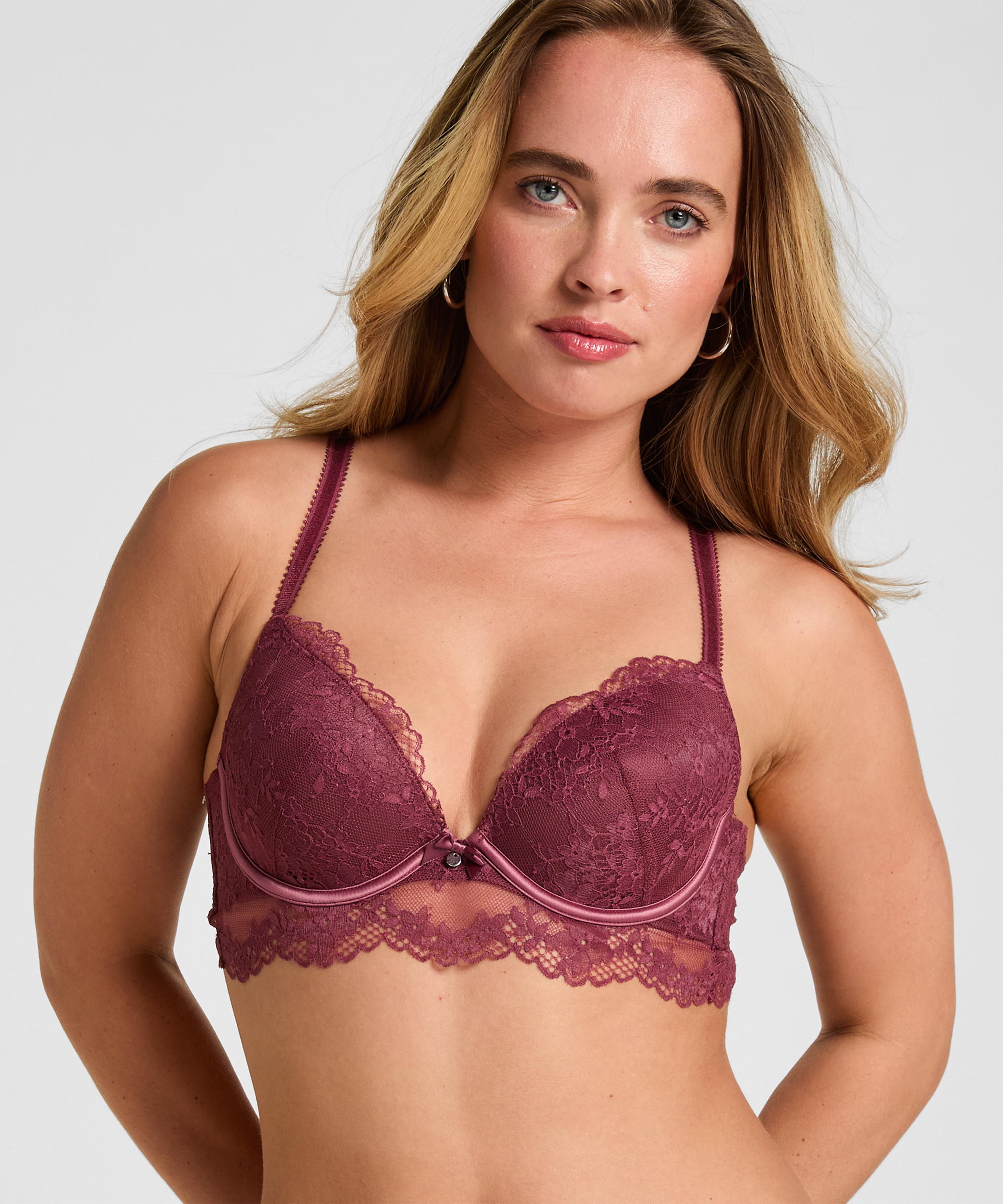 Padded Underwired Longline Bra Naomi, Purple, main