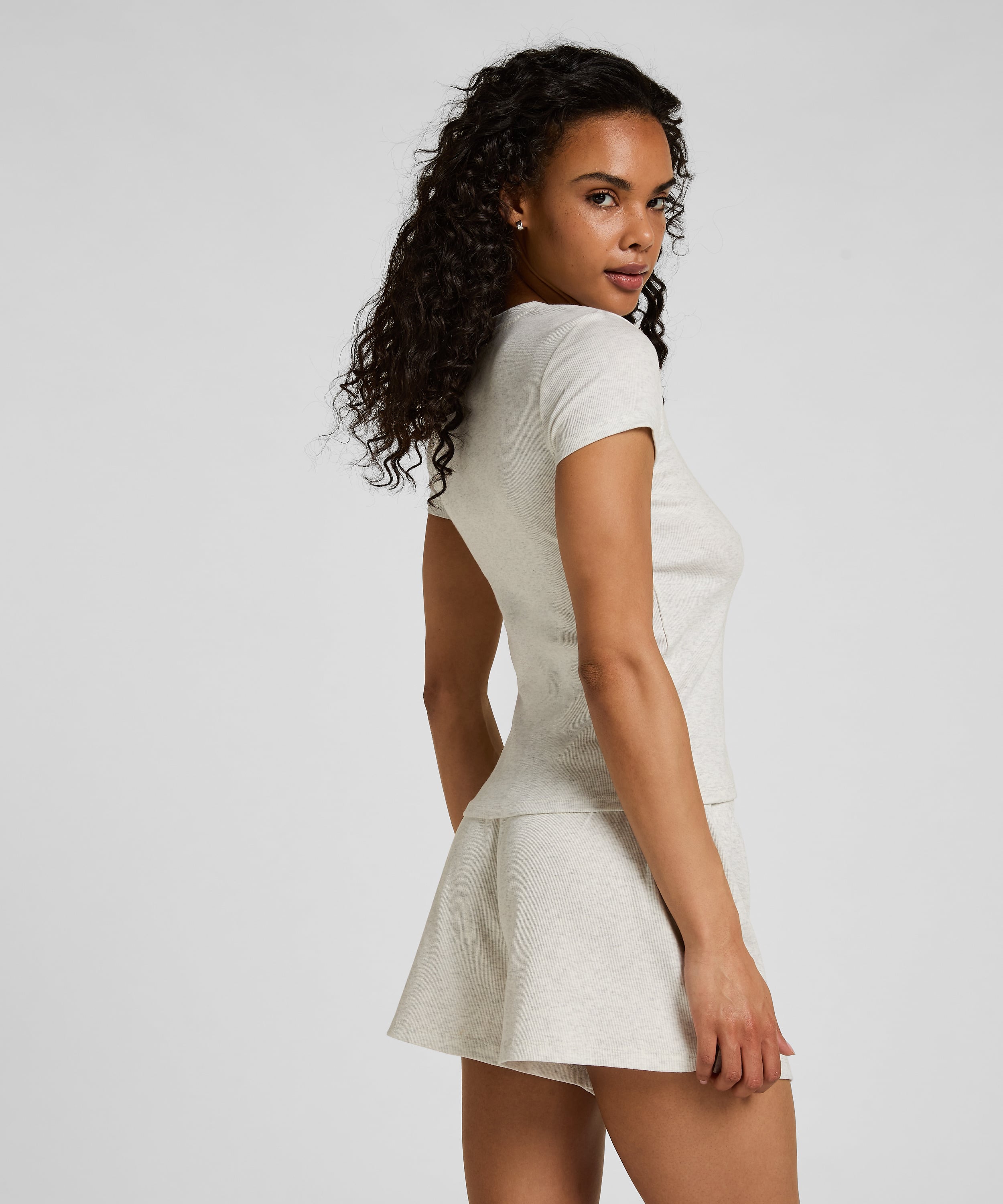 Shortsleeved Pyjama Top , Gray, main