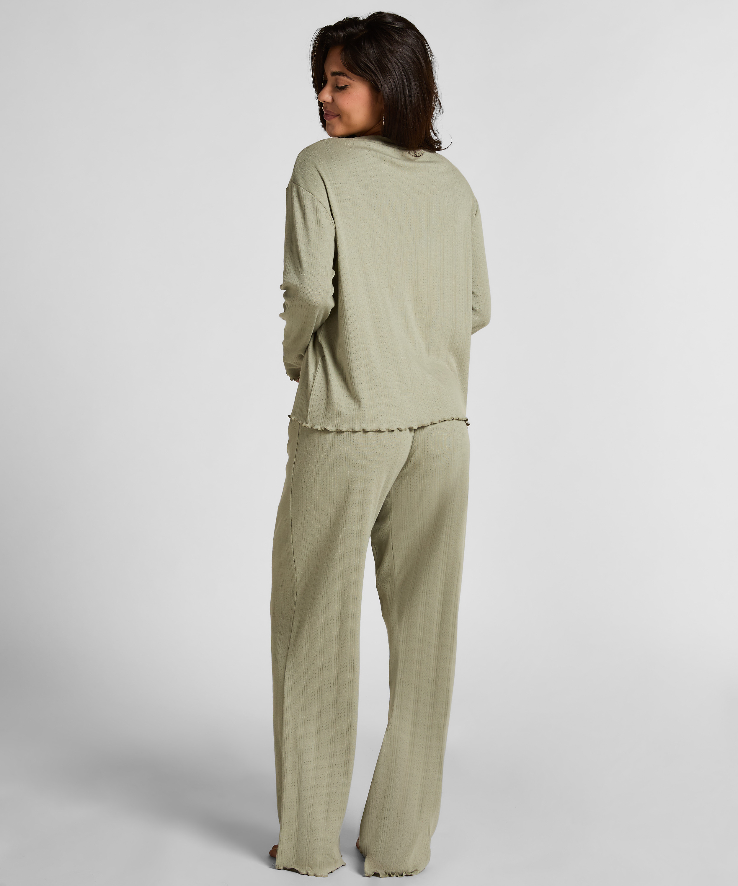 Pyjama Top Loose Pointelle, Green, main